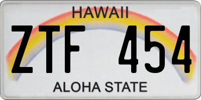 HI license plate ZTF454