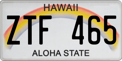 HI license plate ZTF465