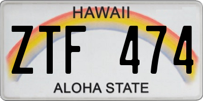 HI license plate ZTF474