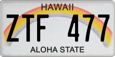 HI license plate ZTF477