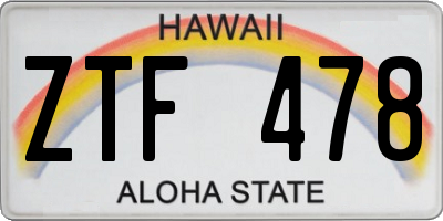 HI license plate ZTF478