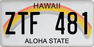 HI license plate ZTF481