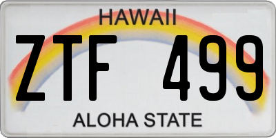 HI license plate ZTF499