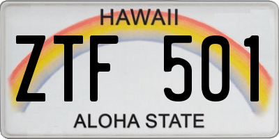 HI license plate ZTF501
