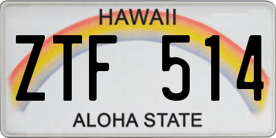 HI license plate ZTF514