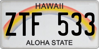 HI license plate ZTF533