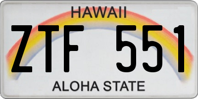 HI license plate ZTF551