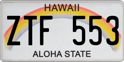 HI license plate ZTF553