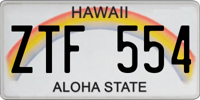 HI license plate ZTF554
