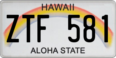 HI license plate ZTF581