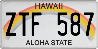 HI license plate ZTF587
