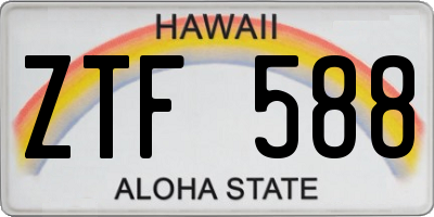 HI license plate ZTF588
