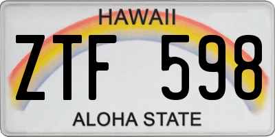 HI license plate ZTF598
