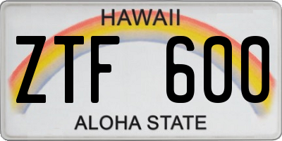 HI license plate ZTF600