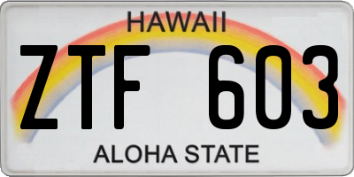 HI license plate ZTF603