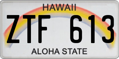HI license plate ZTF613