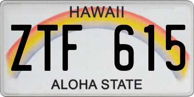 HI license plate ZTF615