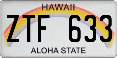 HI license plate ZTF633
