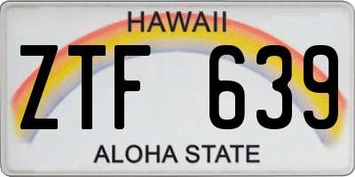 HI license plate ZTF639