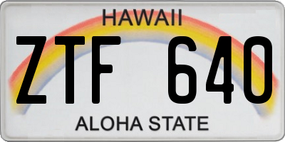HI license plate ZTF640
