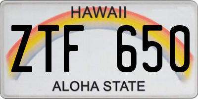 HI license plate ZTF650