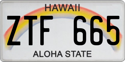 HI license plate ZTF665