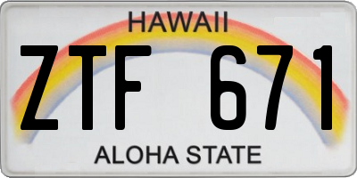 HI license plate ZTF671