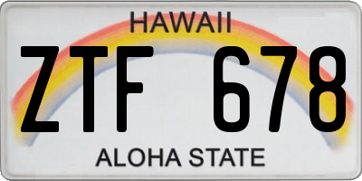 HI license plate ZTF678