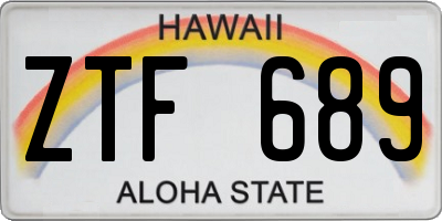 HI license plate ZTF689