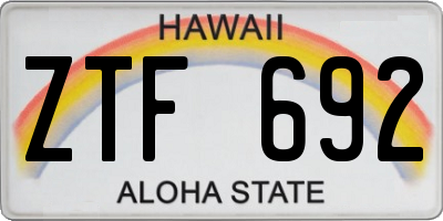 HI license plate ZTF692