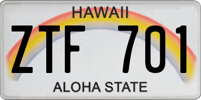 HI license plate ZTF701