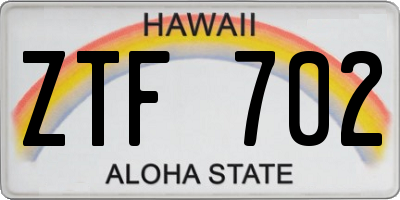 HI license plate ZTF702