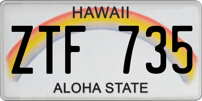 HI license plate ZTF735