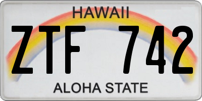 HI license plate ZTF742