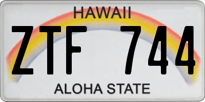 HI license plate ZTF744