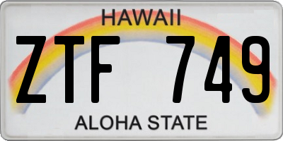 HI license plate ZTF749