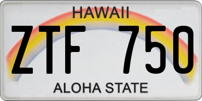 HI license plate ZTF750
