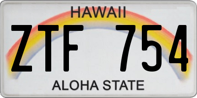 HI license plate ZTF754
