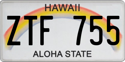 HI license plate ZTF755