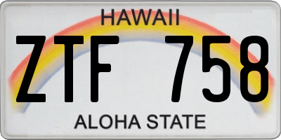 HI license plate ZTF758