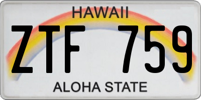HI license plate ZTF759