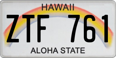 HI license plate ZTF761