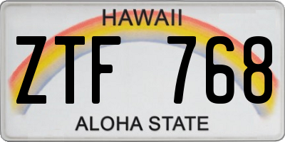 HI license plate ZTF768