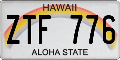HI license plate ZTF776