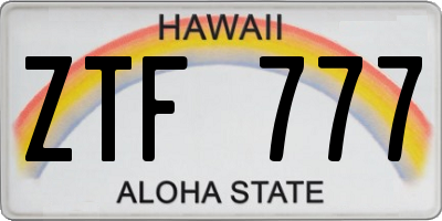 HI license plate ZTF777
