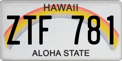 HI license plate ZTF781