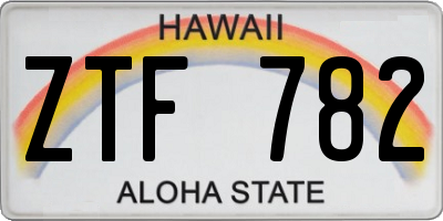 HI license plate ZTF782