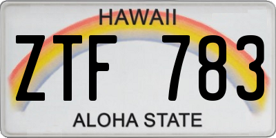 HI license plate ZTF783
