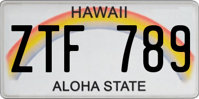 HI license plate ZTF789