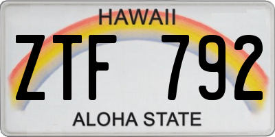 HI license plate ZTF792